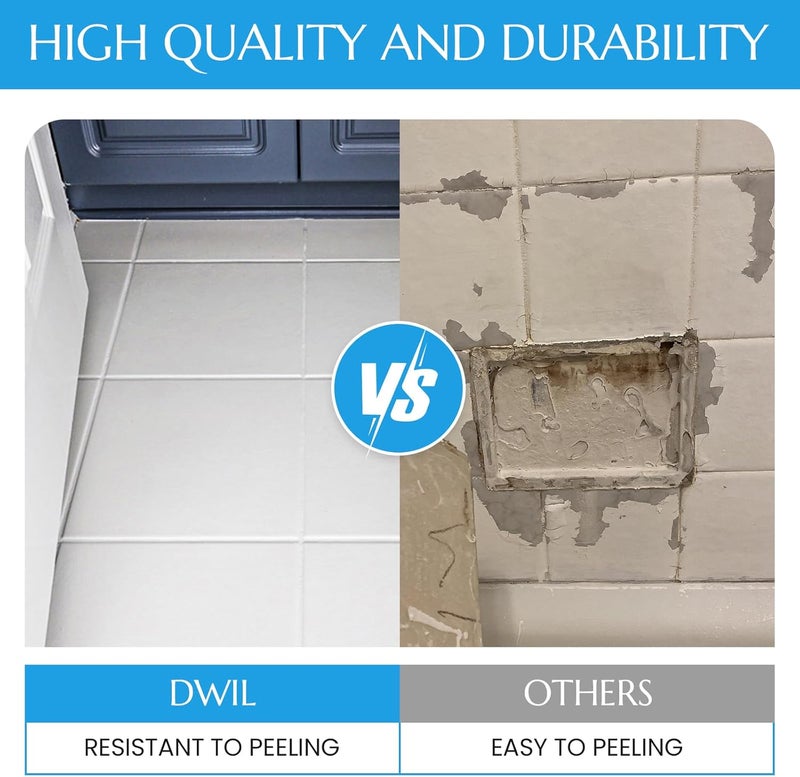 DWIL Tub and Tile Refinishing Kit, Quick-Dry Tile Paint for Wall & Floor, Sink Bathtub Paint for Bathroom, Kitchen, Toilets, Water Based, Semi-Gloss White, 50-55sq.ft, 33oz - Image 2